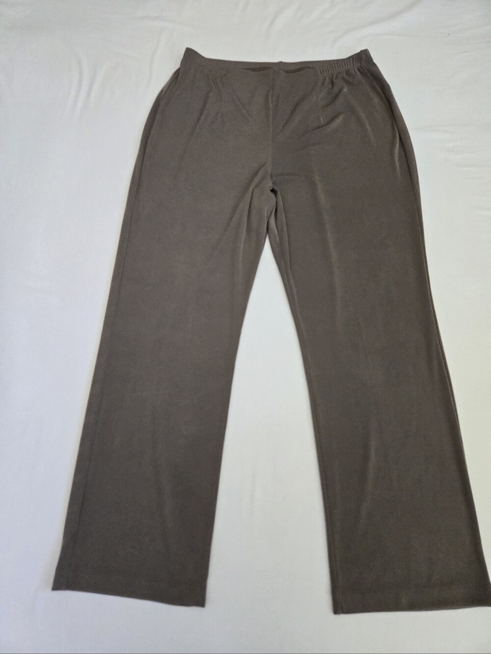 Easywear By Chico's Slinky Knit Pants Pull On Stretch Taupe Beige 2 12 Short